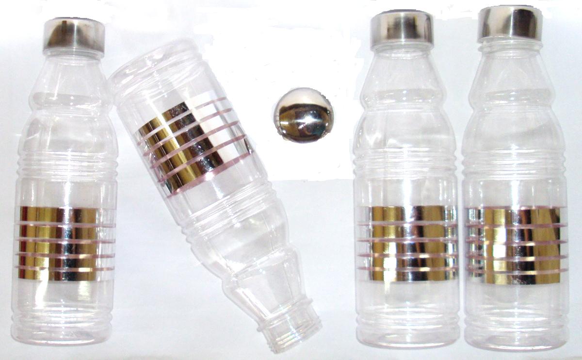 Fridge Water Bottle with Elegant Metal Finish (Set of 4 Pcs)