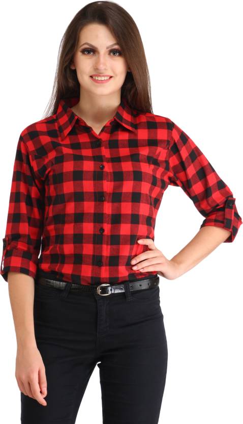 red black check shirt womens india