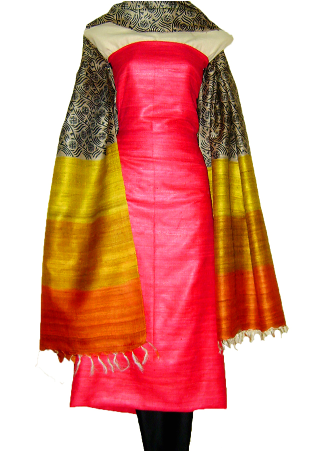 semi tussar silk churidar materials wholesale