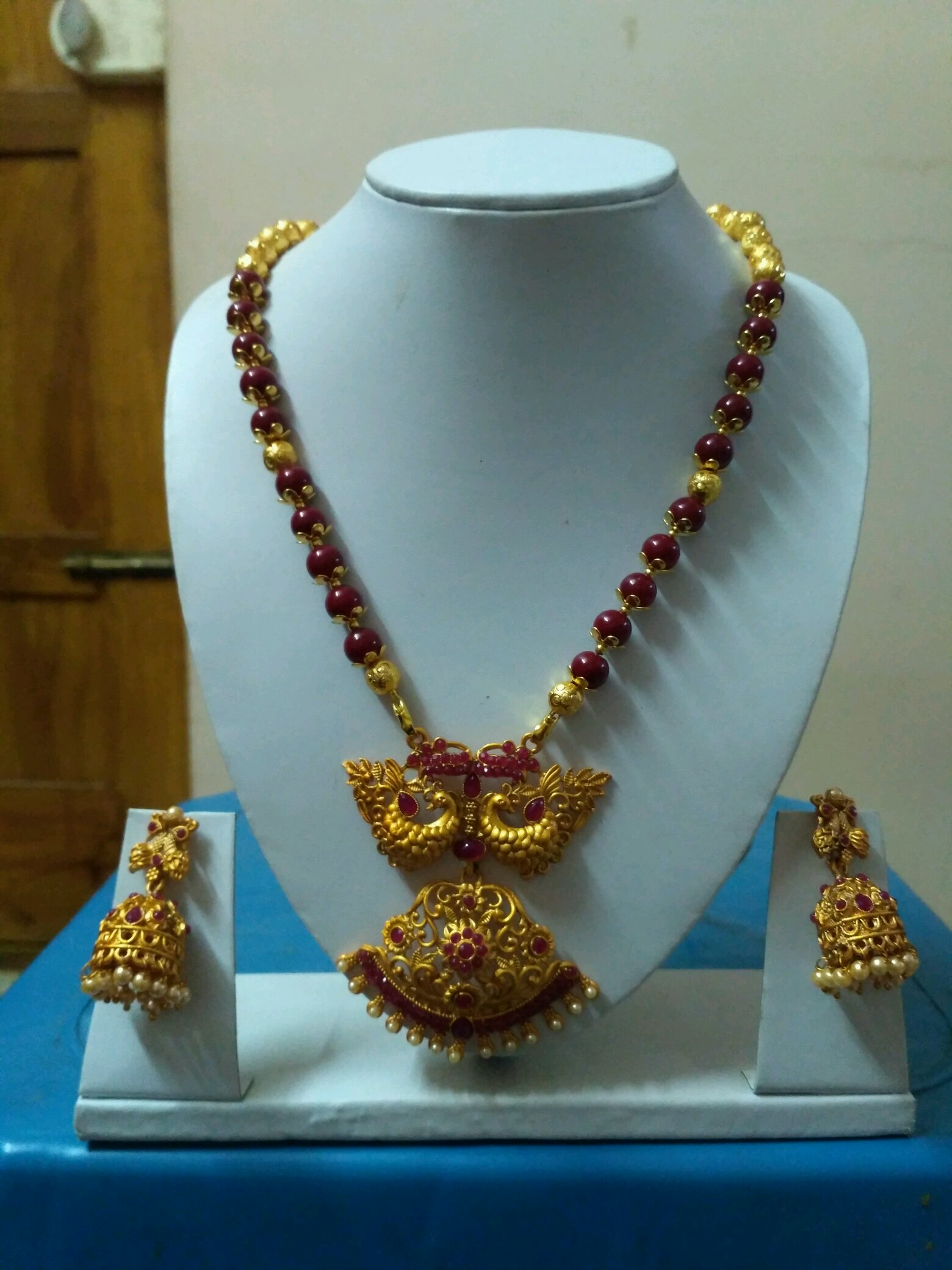 Matt Finish Peacock Jewellery Set